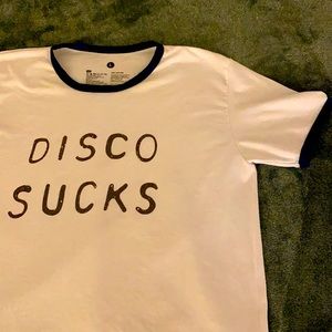 “Disco Sucks” mens L shirt cool vintage style ringer tee. NWOT!